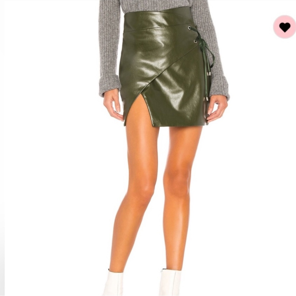 Major Elle Hyperion Mini skirt - Faux Leather - Olive - small